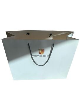 Porsche Large White Shopping Gift Bag Black Rope Handles
